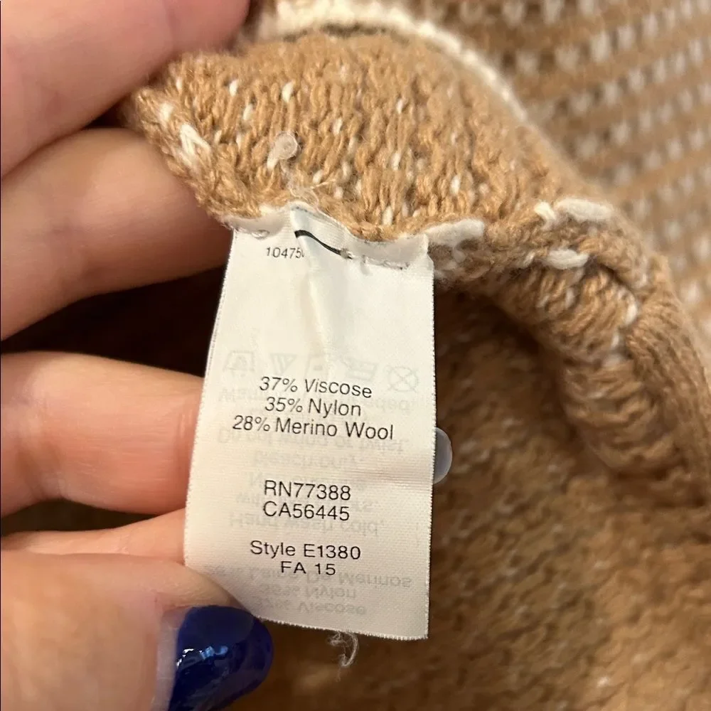 J. Crew Tan & White Knit Sweater, Size Small - Picture 7 of 11